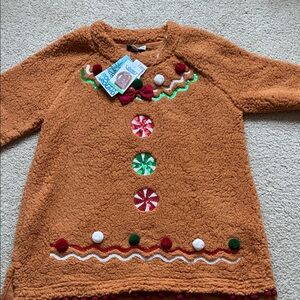 Festive Gingerbread Sweater with Candy Accents